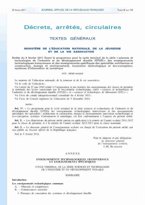 [PDF] Journal officiel de la République française - N° 47 du 25  - Eduscol