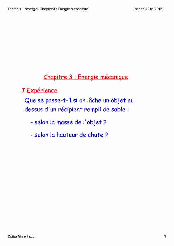 [PDF] Thème 1 - lénergie Chapitre3 : Energie mécanique - Créer son blog
