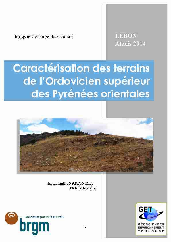 [PDF] Caractérisation des terrains de lOrdovicien supérieur  - RGF - BRGM
