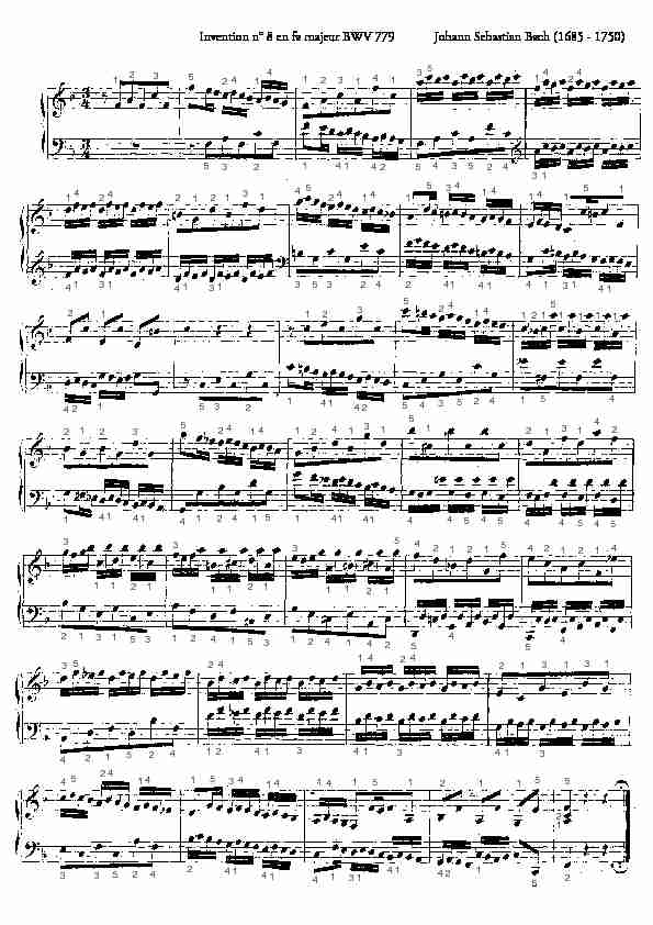 Invention n° 8 en fa majeur BWV 779 Johann Sebastian Bach (1685