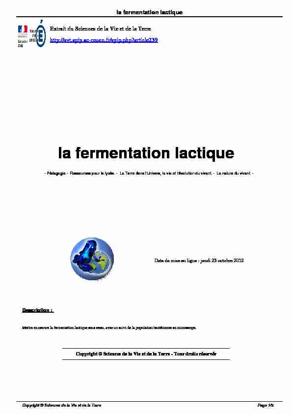 la fermentation lactique