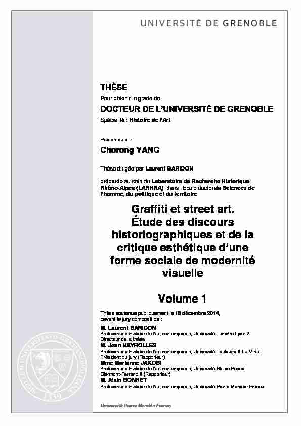 [PDF] Graffiti et Street art: étude des discours historiographiques et de la