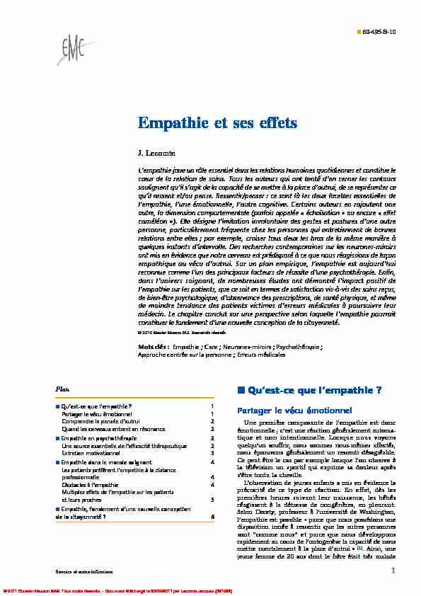 [PDF] Empathie et ses effets - Psychologie Positive