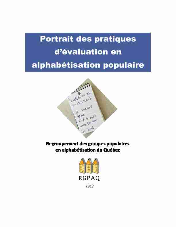 [PDF] Portrait des pratiques dévaluation en alphabétisation  - CDÉACF