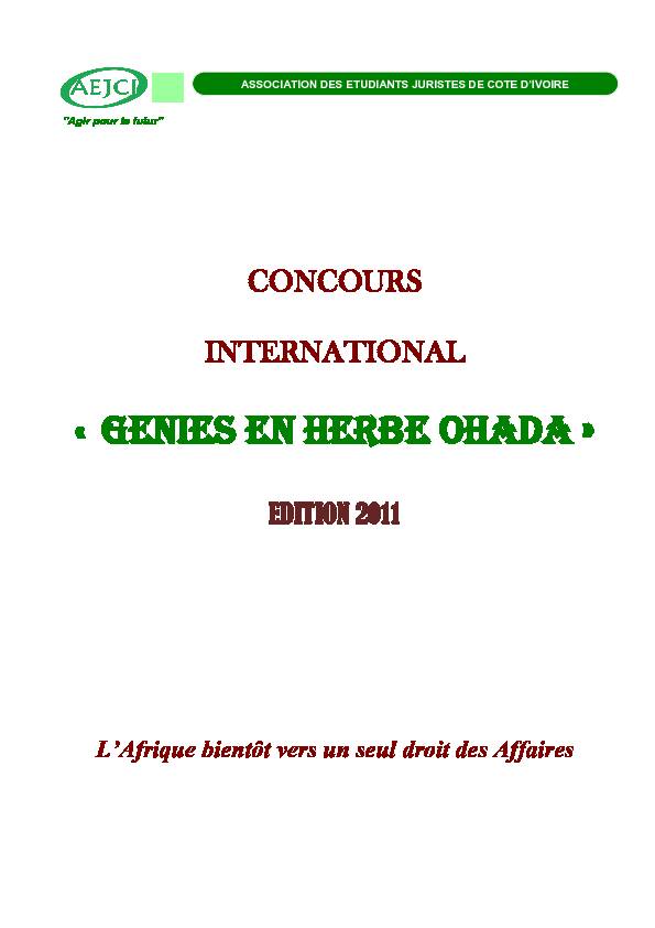 [PDF] « GENIES EN HERBE OHADA »
