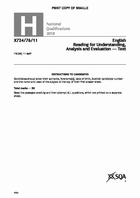 National Quali  cations 2018 X724/76/11 English Reading for