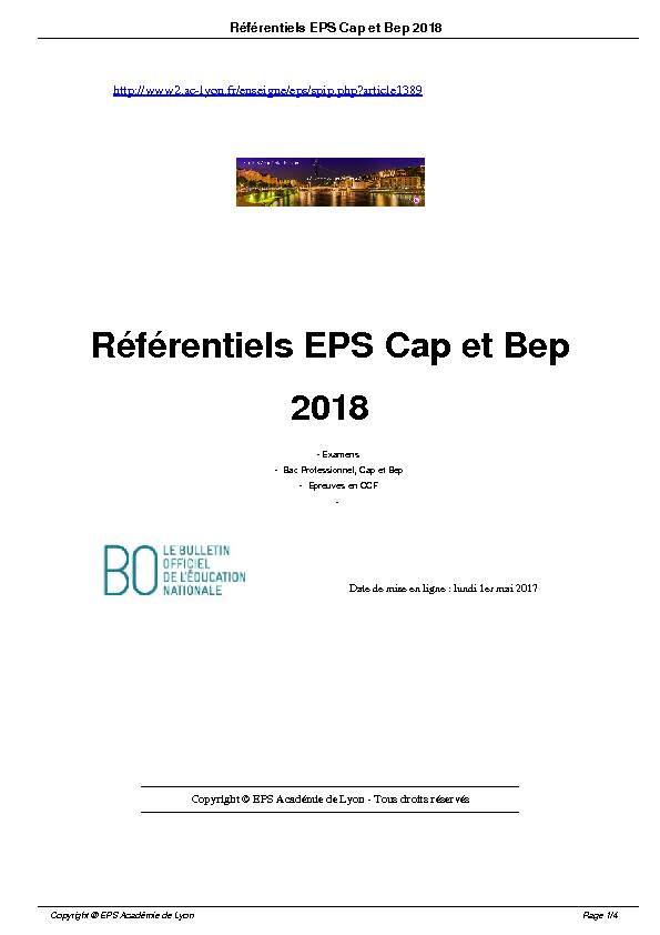 Référentiels EPS Cap et Bep 2018