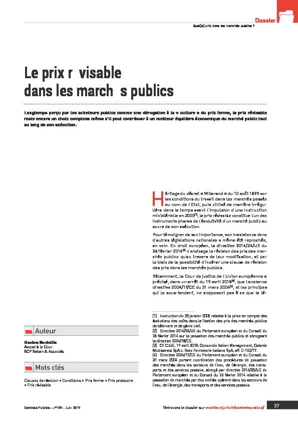 [PDF] Le prix révisable dans les marchés publics - Seban & Associés