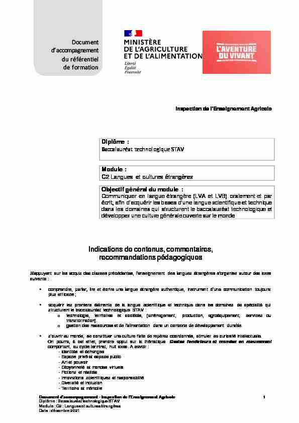 [PDF] Diplôme : Baccalauréat technologique STAV Module : C2 Langues