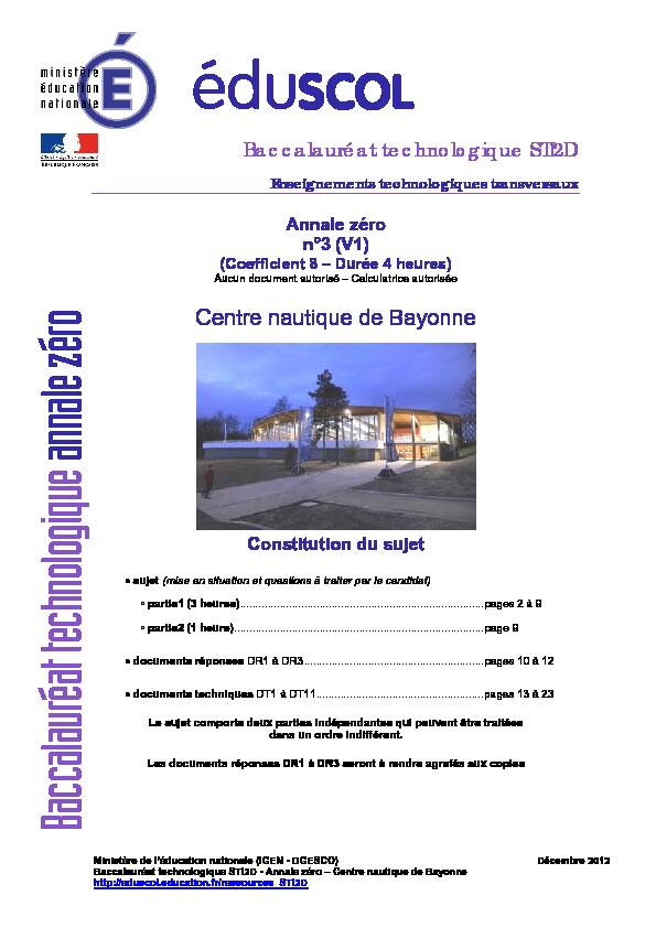 Annale zéro n°3 (V1) annale zéro Centre nautique de Bayonne
