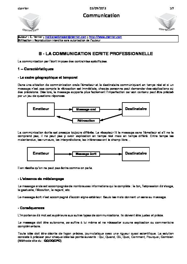 [PDF] La communication par lécrit - cterriercom