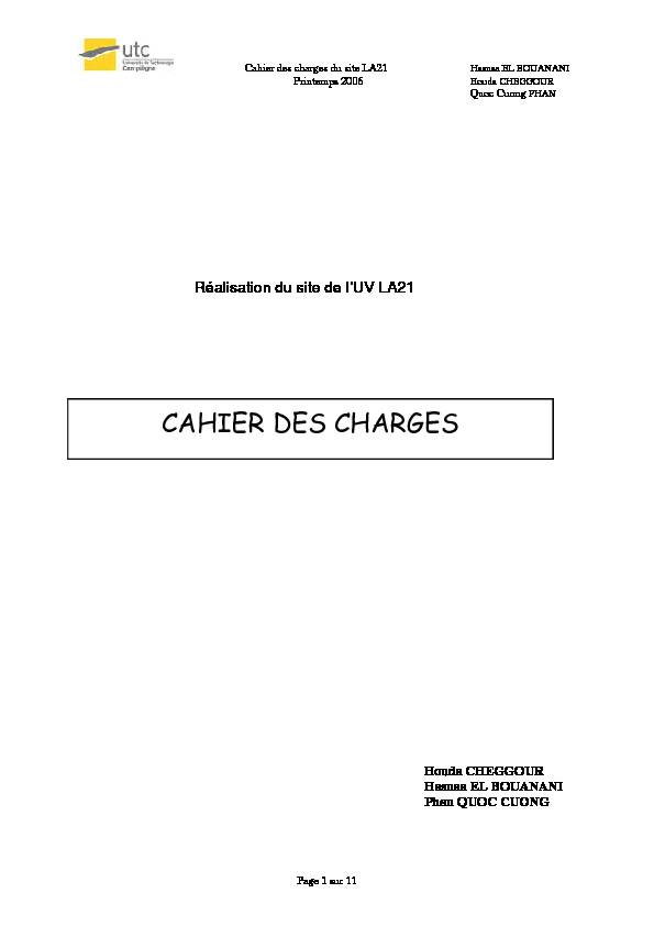 CAHIER DES CHARGES - Blog de Marc Oddou