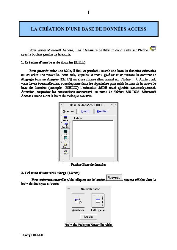 [PDF] la création dune base de données access - UFR SEGMI