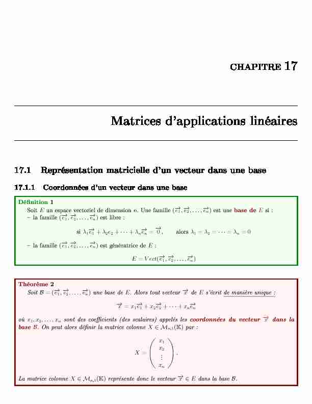 Matrices d'applications linéaires