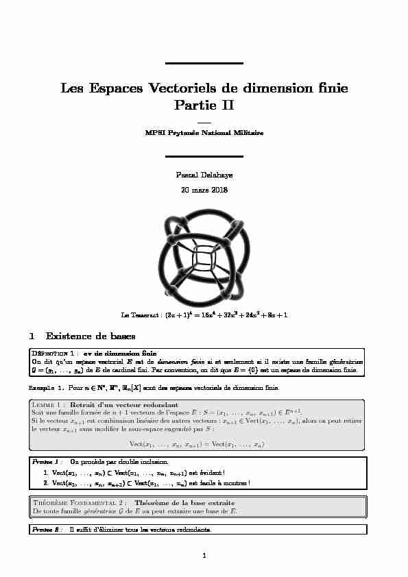 [PDF] Les Espaces Vectoriels de dimension finie Partie II — - Pascal