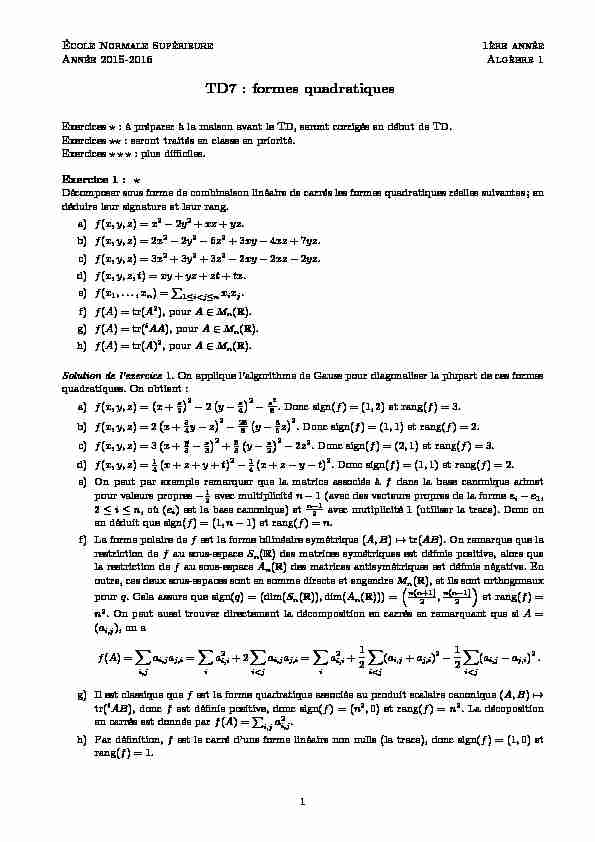 [PDF] TD7 : formes quadratiques - mathenspsleu