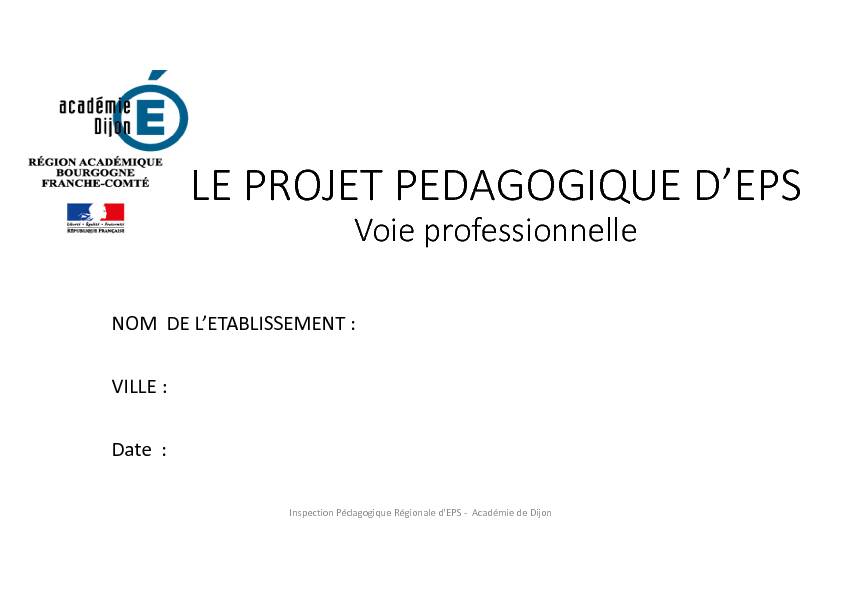[PDF] LE PROJET PEDAGOGIQUE DEPS - Académie Dijon EPS