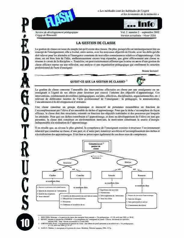 [PDF] La gestion de classe - Cégep de Rimouski