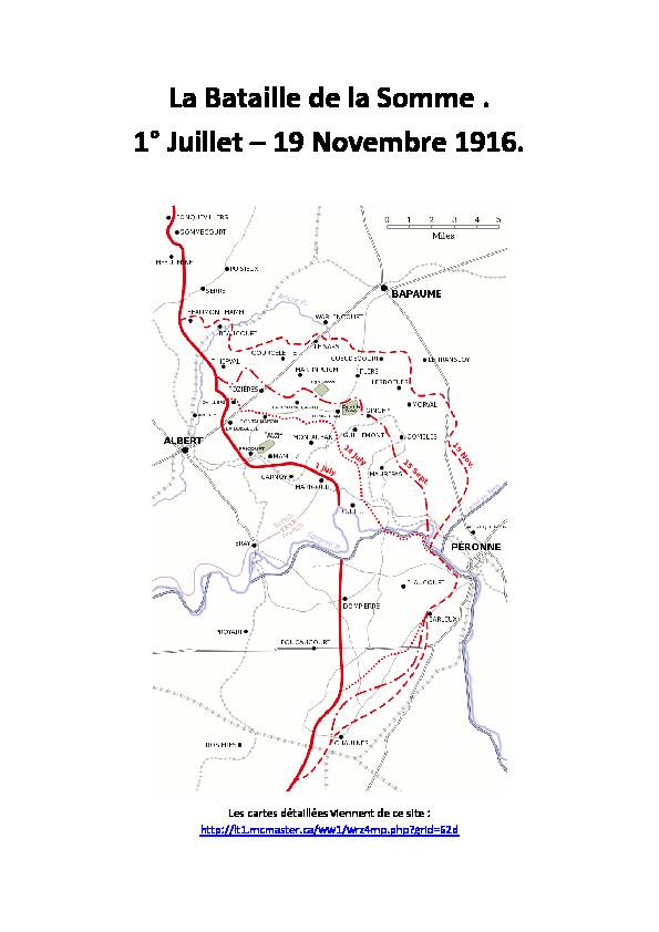 La Bataille de la Somme  1° Juillet – 19 Novembre 1916