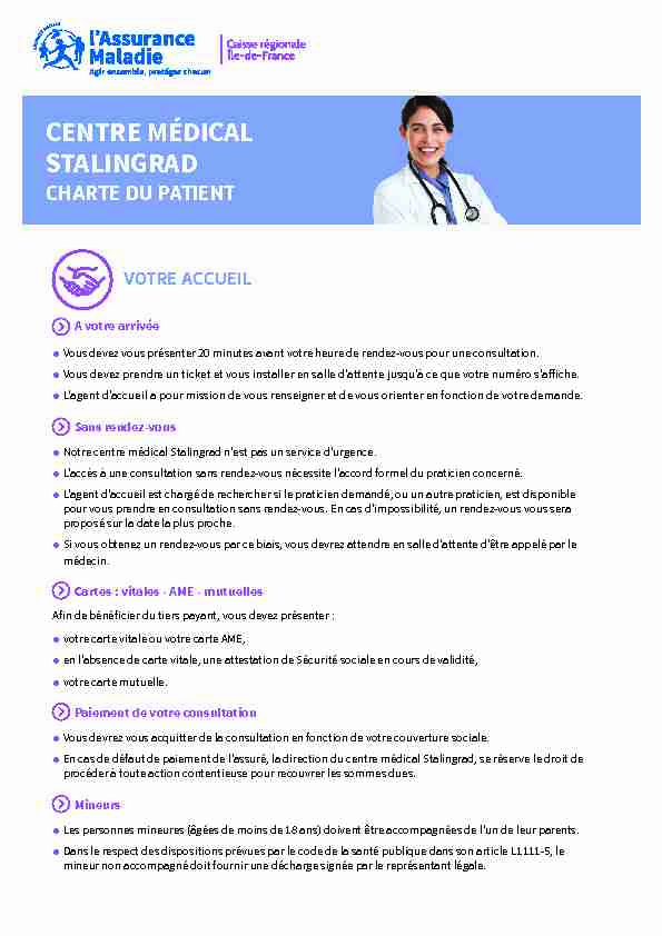 [PDF] Centre médical Stalingrad - Charte du patient - Cramif