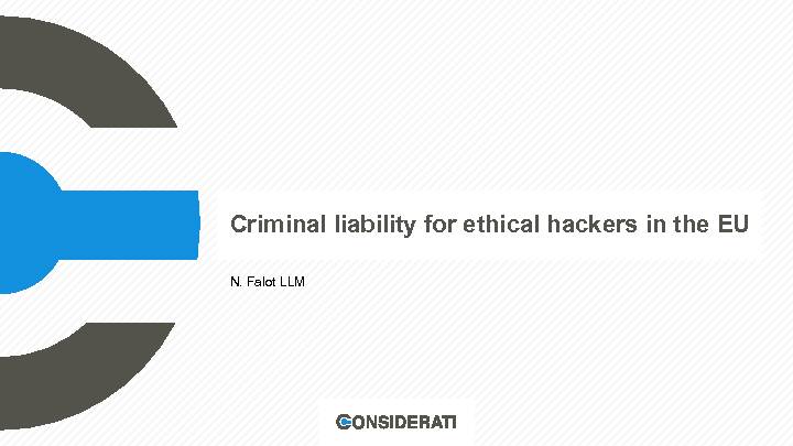 Criminal liability ethical hackers EU