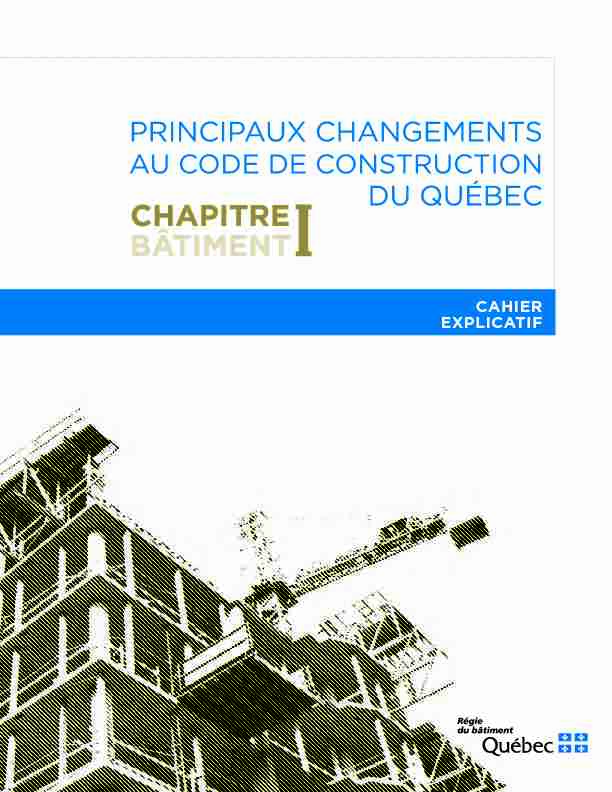 Principaux changements au code de construction du Québec