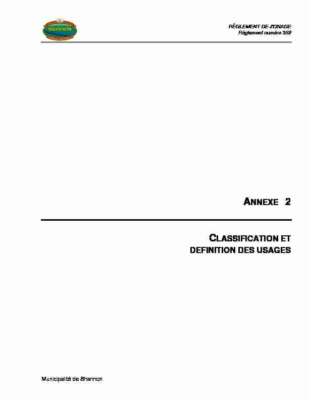 [PDF] ANNEXE 2 CLASSIFICATION ET DEFINITION DES USAGES