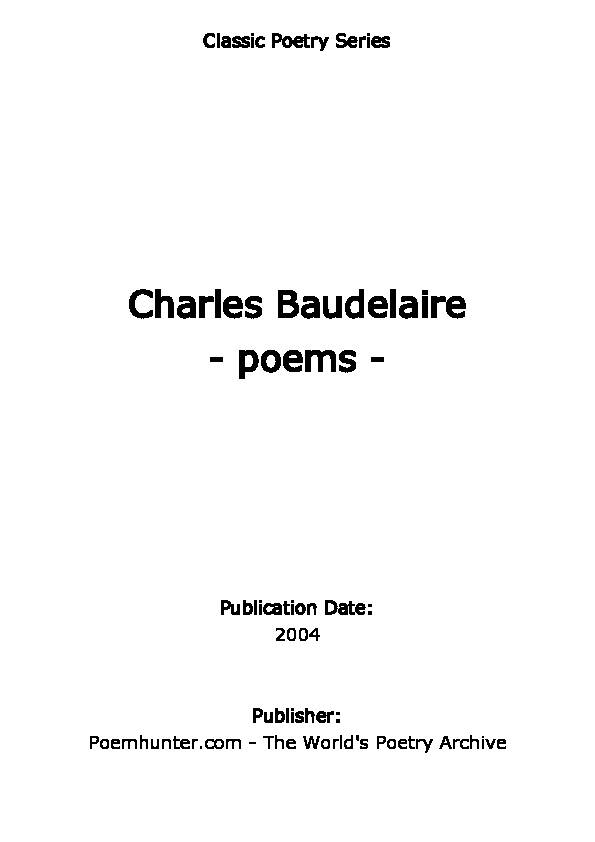 Charles Baudelaire - poems - Poem Hunter