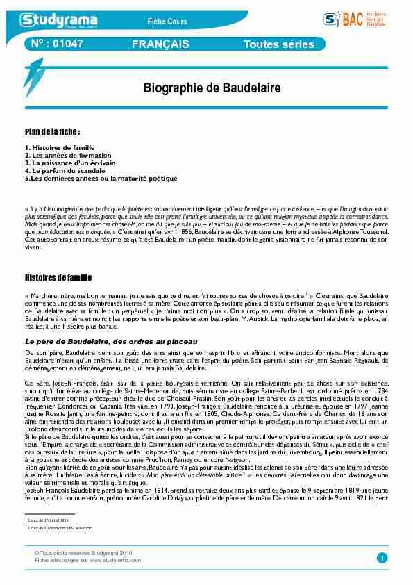 [PDF] Biographie de Baudelaire - Studyrama