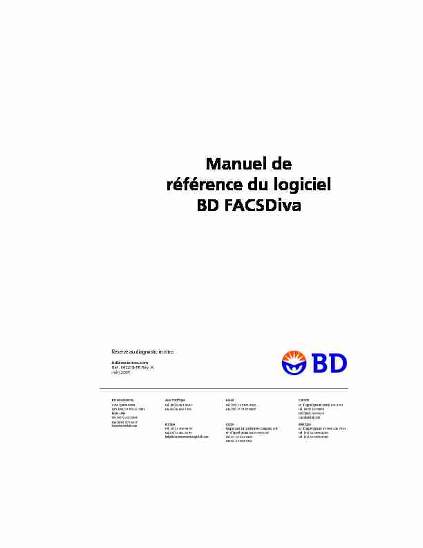 Manuel de référence du logiciel BD FACSDiva