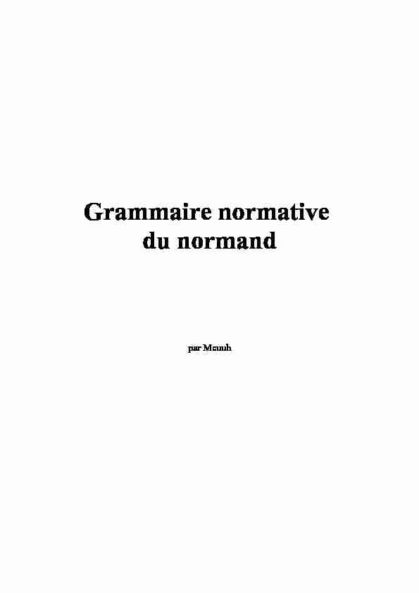 Grammaire normative du normand