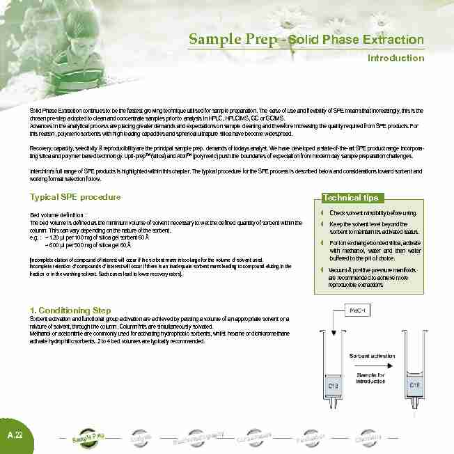 Sample Prep -Solid Phase Extraction