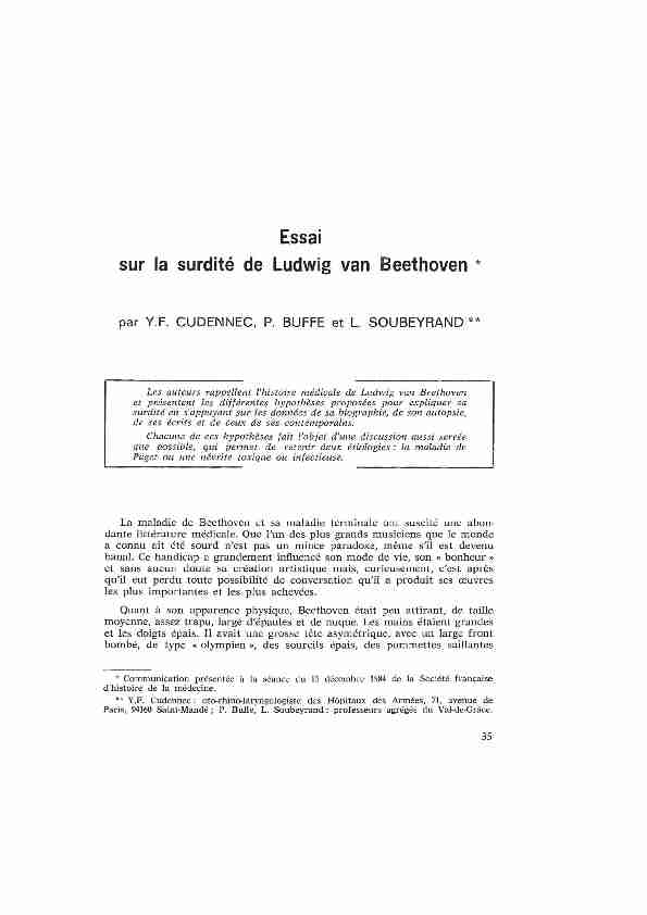 [PDF] Essai sur la surdité de Ludwig van Beethoven * - BIU Santé