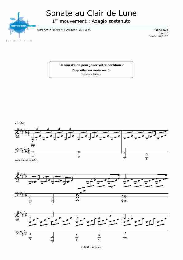 [PDF] Bethoveen Sonate au Calir de Lune 1er mouvementpdf - MuseScore