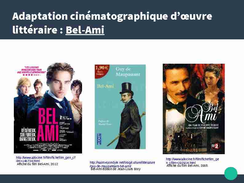 Adaptation cinématographique dœuvre littéraire : Bel-Ami
