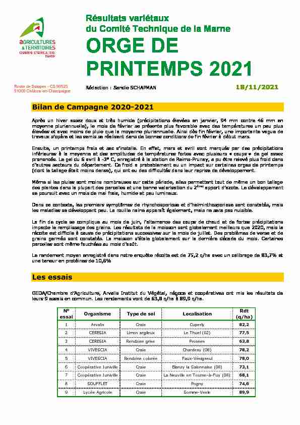 Comité Technique Marne ORGE PRINTEMPS 2021