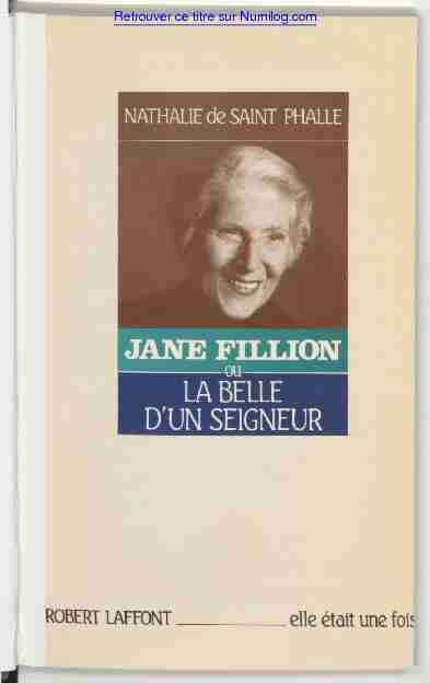 Jane Fillion la belle dun seigneur