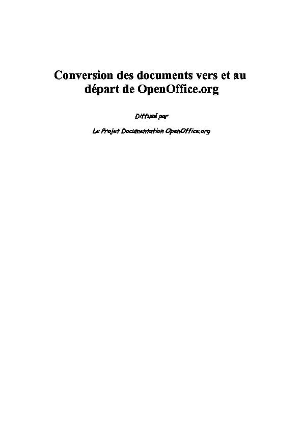 [PDF] Conversion des documents vers et au départ de OpenOfficeorg