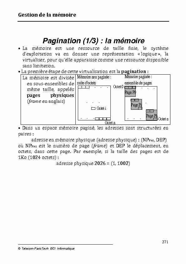 [PDF] Pagination (1/3) : la mémoire