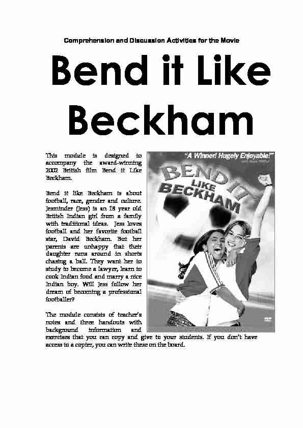 [PDF] Bend it like Beckham - The Curriculum Project