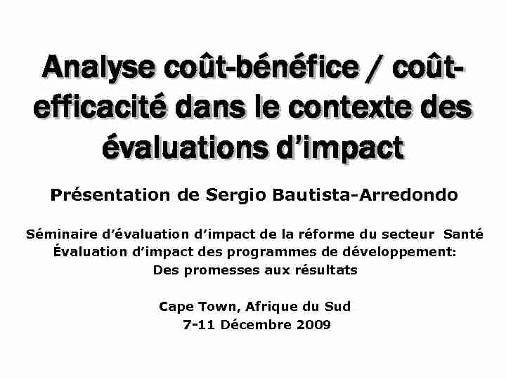 [PDF] Analyse coût-bénéfice / coût- efficacité dans le contexte des