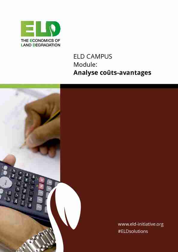 [PDF] ELD CAMPUS Module: Analyse coûts-avantages