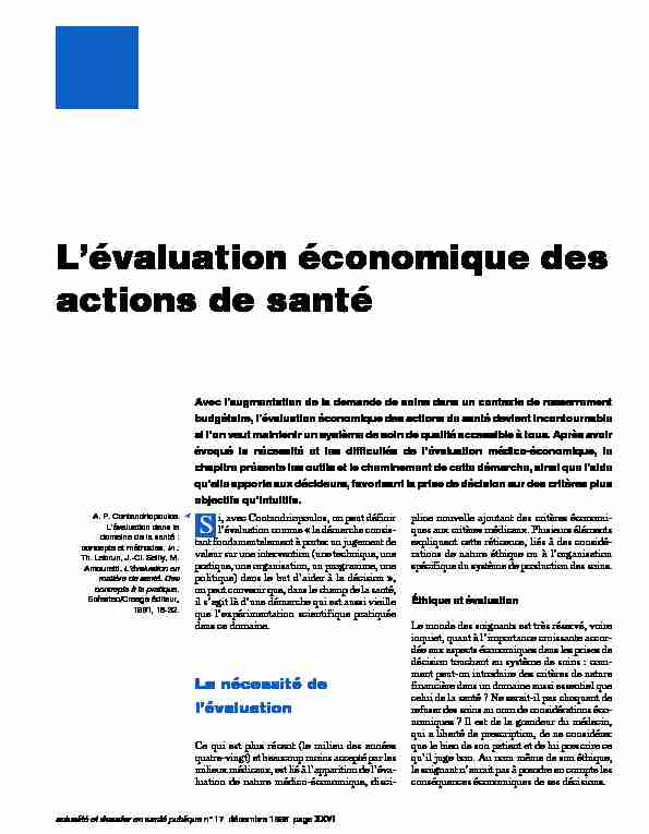 [PDF] Lévaluation économique des actions de santé