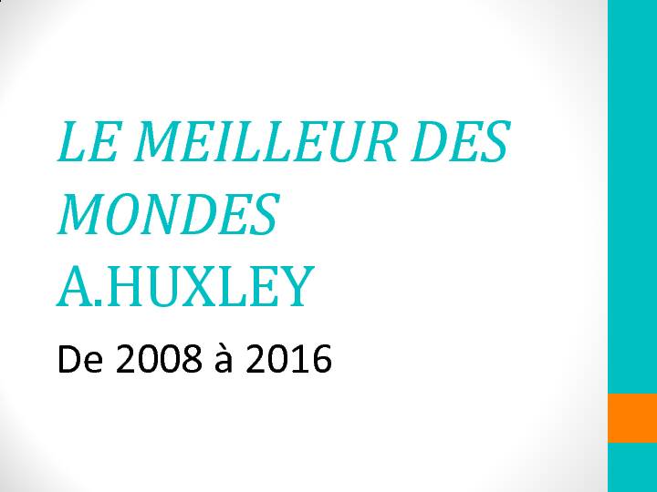 LE MEILLEUR DES MONDES A.HUXLEY