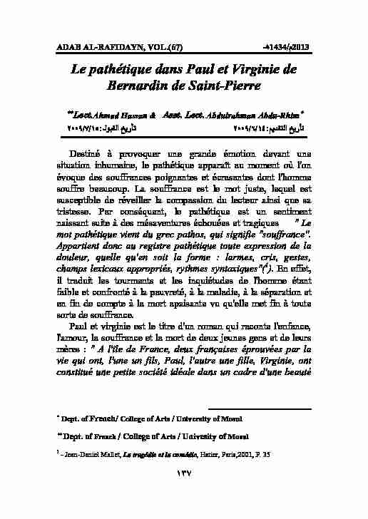 [PDF] Le pathétique dans Paul et Virginie de Bernardin de Saint-Pierre