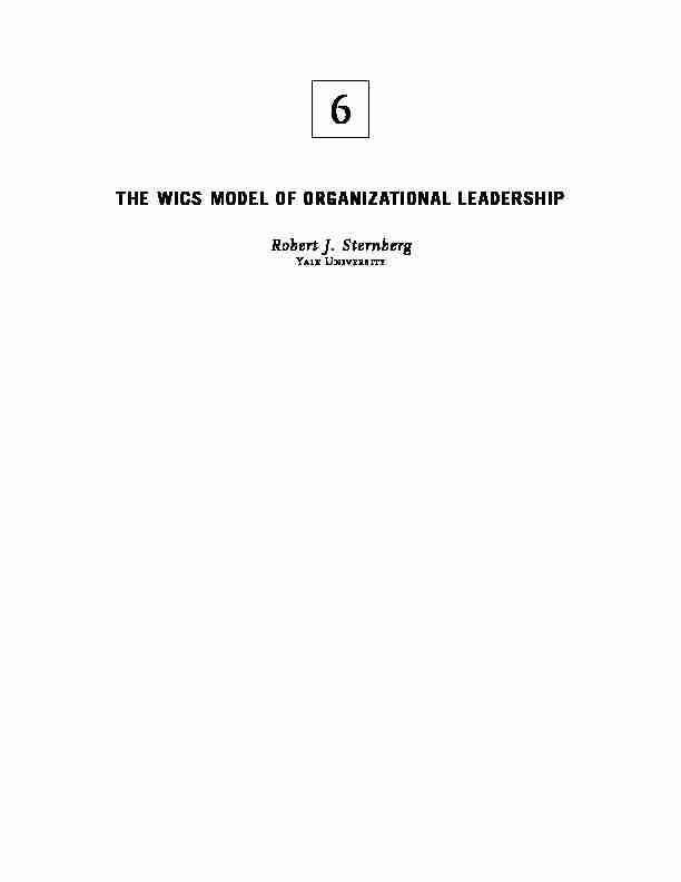 [PDF] THE WICS MODEL OF ORGANIZATIONAL LEADERSHIP