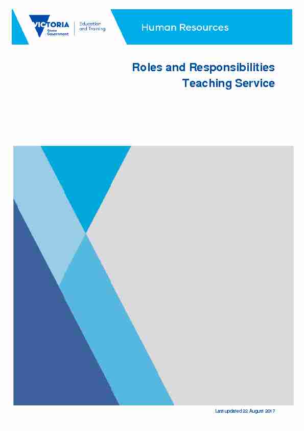 Roles and Responsibilities Teaching Service