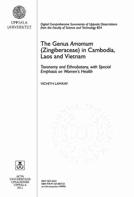 The Genus Amomum (Zingiberaceae) in Cambodia Laos and