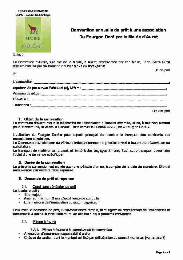 [PDF] Convention annuelle de prêt à une association Du Fourgon Doré