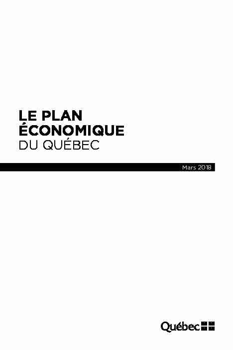 Budget 2018-2019 - Le Plan économique du Québec – Mars 2018